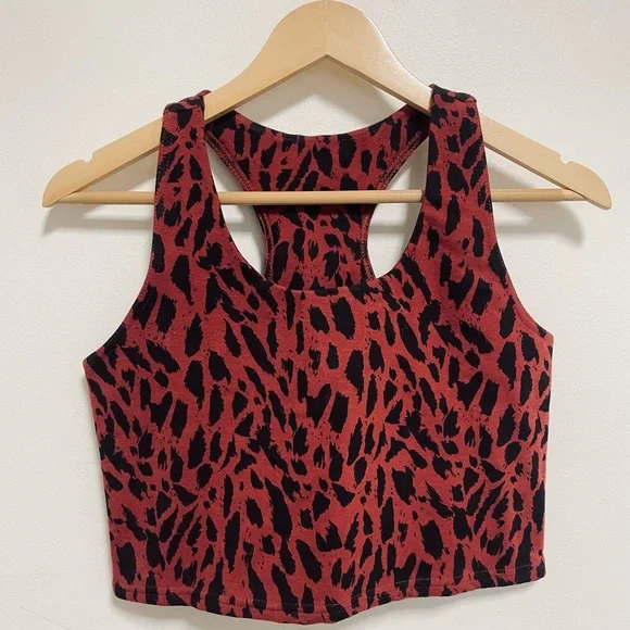 Chic Red and Black Leopard Print Tank Top - Picture 1 of 2
